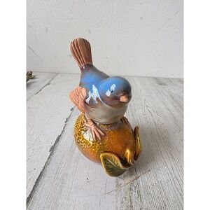 Ceramic bluebird lemon statue figurine bird decor poem